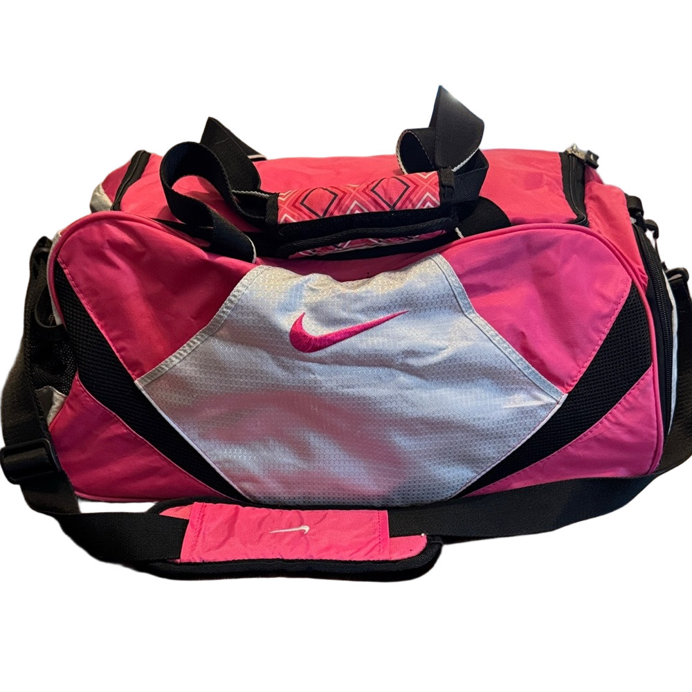 Nike Women's Pink and Gray Travel Athletic Gym Duffel Bag